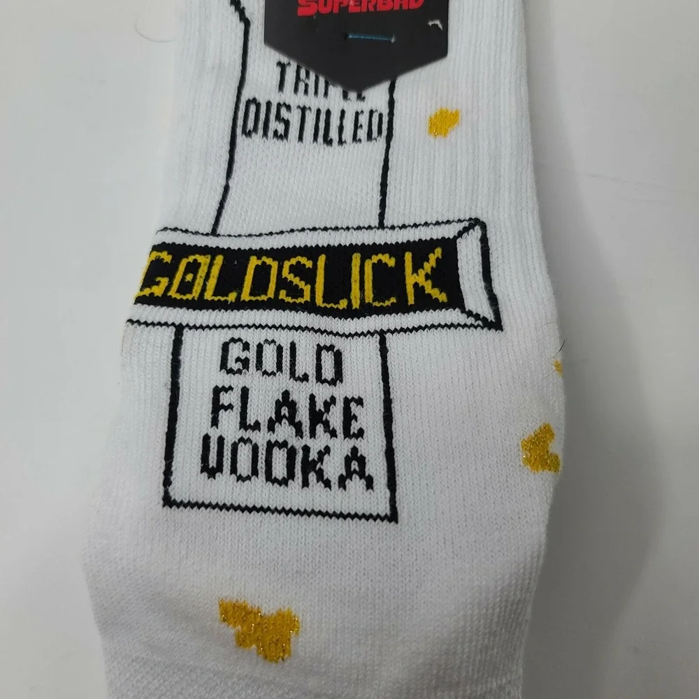 Stance Superbad Movie Goldslick White Gold Socks Medium A558C20GOL NWT